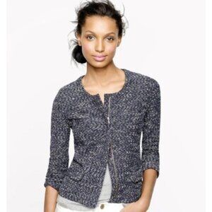 J. Crew Blue Tweed Boucle Peplum Jacket